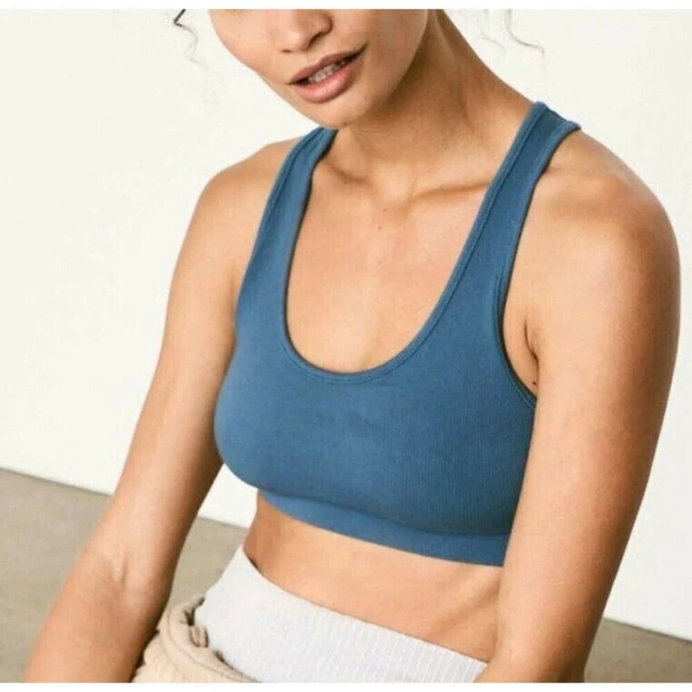 NWT FP Movement Rich Soul Ribbed Bra - Agen Sea Women's Size M/L